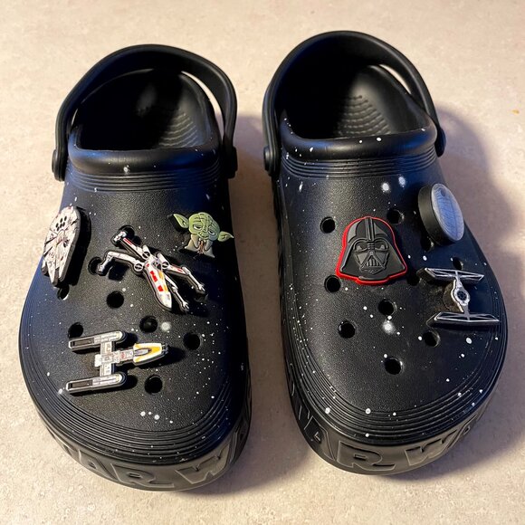 Crocs Star Wars Off Court Clog Light Up M5 W7 Black Galaxy New - Picture 1 of 11